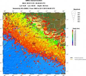 regional depth historical seismicity