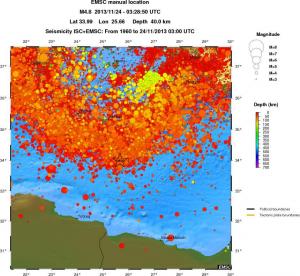 regional depth historical seismicity