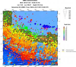 regional depth historical seismicity