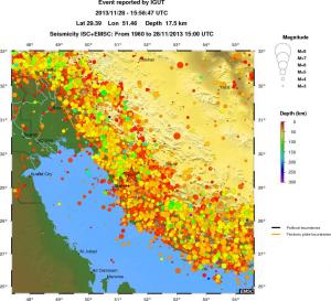 regional depth historical seismicity
