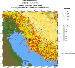 regional depth historical seismicity
