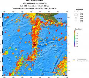regional depth historical seismicity