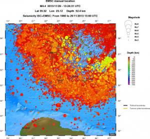 regional depth historical seismicity