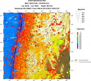 regional depth historical seismicity