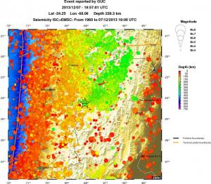 regional depth historical seismicity