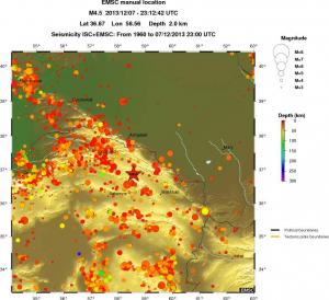regional depth historical seismicity
