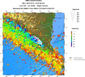 regional depth historical seismicity