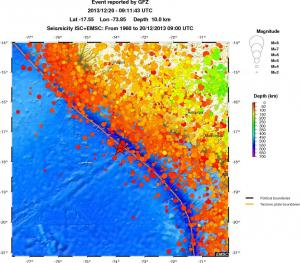 regional depth historical seismicity
