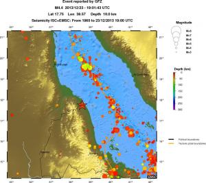 regional depth historical seismicity
