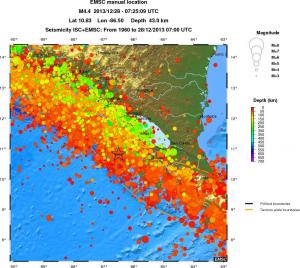 regional depth historical seismicity