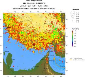 regional depth historical seismicity