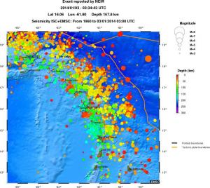 regional depth historical seismicity