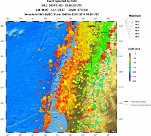 regional depth historical seismicity