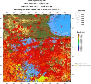 regional depth historical seismicity