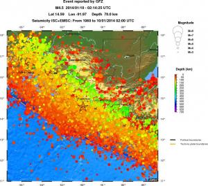 regional depth historical seismicity