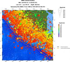 regional depth historical seismicity