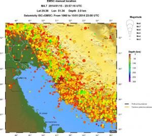 regional depth historical seismicity