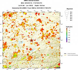 regional depth historical seismicity