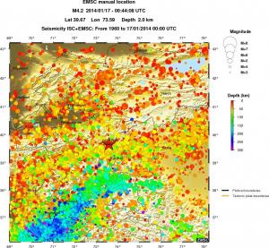 regional depth historical seismicity