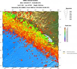 regional depth historical seismicity