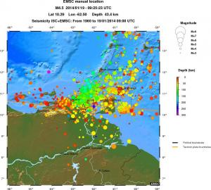 regional depth historical seismicity