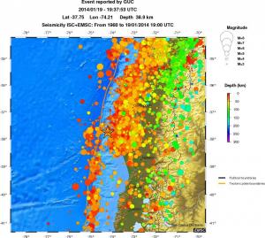 regional depth historical seismicity