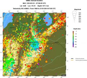 regional depth historical seismicity