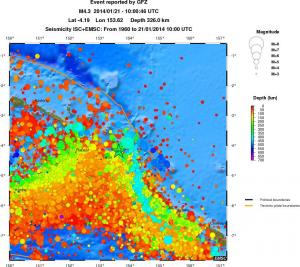 regional depth historical seismicity