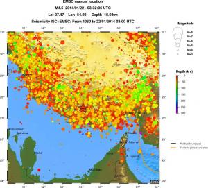 regional depth historical seismicity