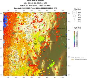 regional depth historical seismicity