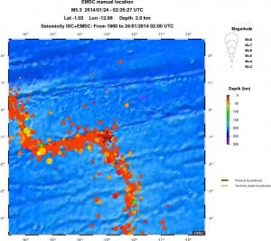 regional depth historical seismicity