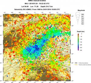 regional depth historical seismicity