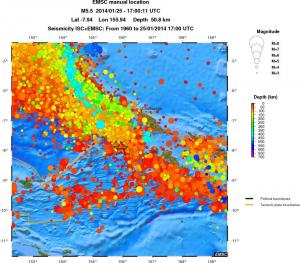 regional depth historical seismicity