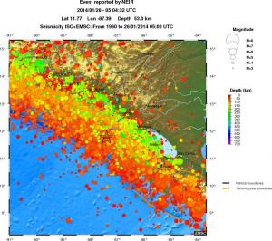 regional depth historical seismicity
