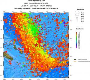 regional depth historical seismicity