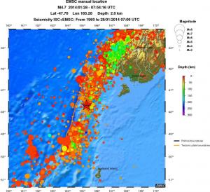 regional depth historical seismicity