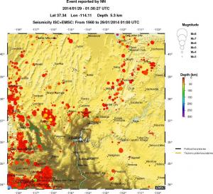regional depth historical seismicity