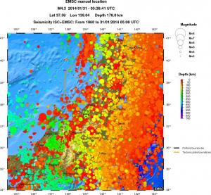 regional depth historical seismicity