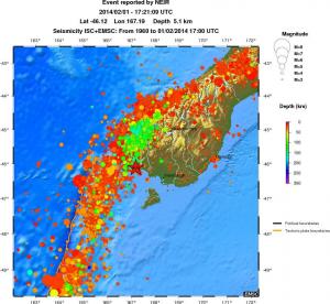 regional depth historical seismicity