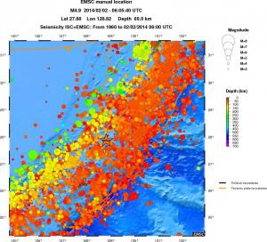 regional depth historical seismicity