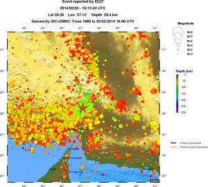 regional depth historical seismicity