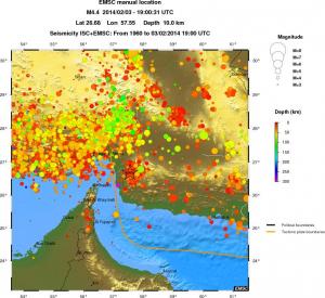 regional depth historical seismicity