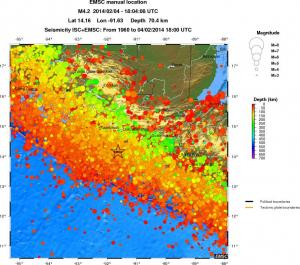 regional depth historical seismicity