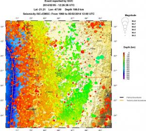 regional depth historical seismicity
