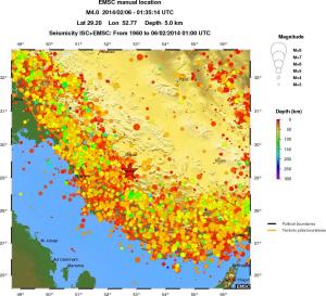 regional depth historical seismicity