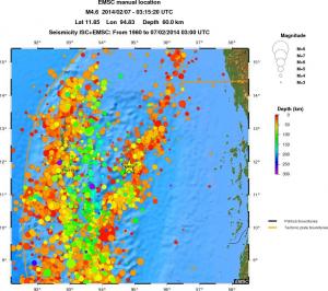 regional depth historical seismicity