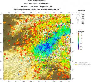 regional depth historical seismicity