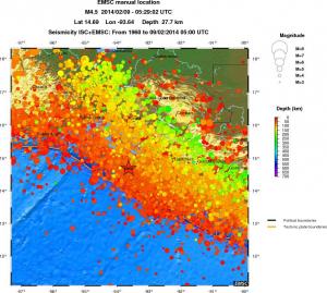 regional depth historical seismicity