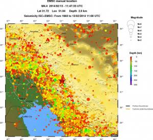 regional depth historical seismicity