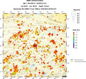 regional depth historical seismicity